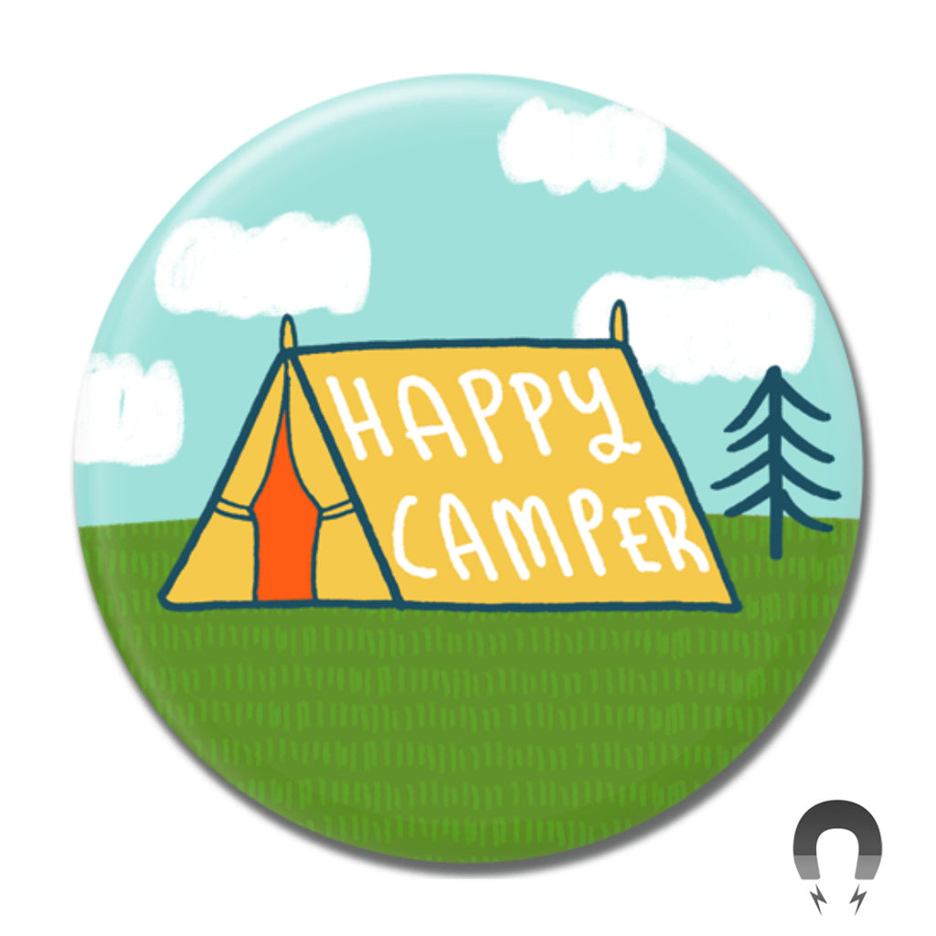 Happy Camper Tent Big Magnet by Kate Sutton – Badge Bomb Wholesale