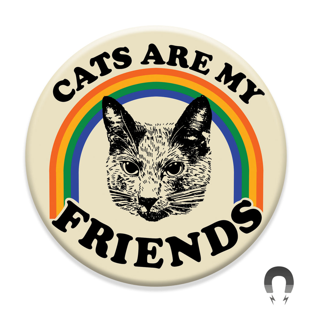Disapproving Blue Cat Friend Magnet by Audrey Herbertson. – Badge