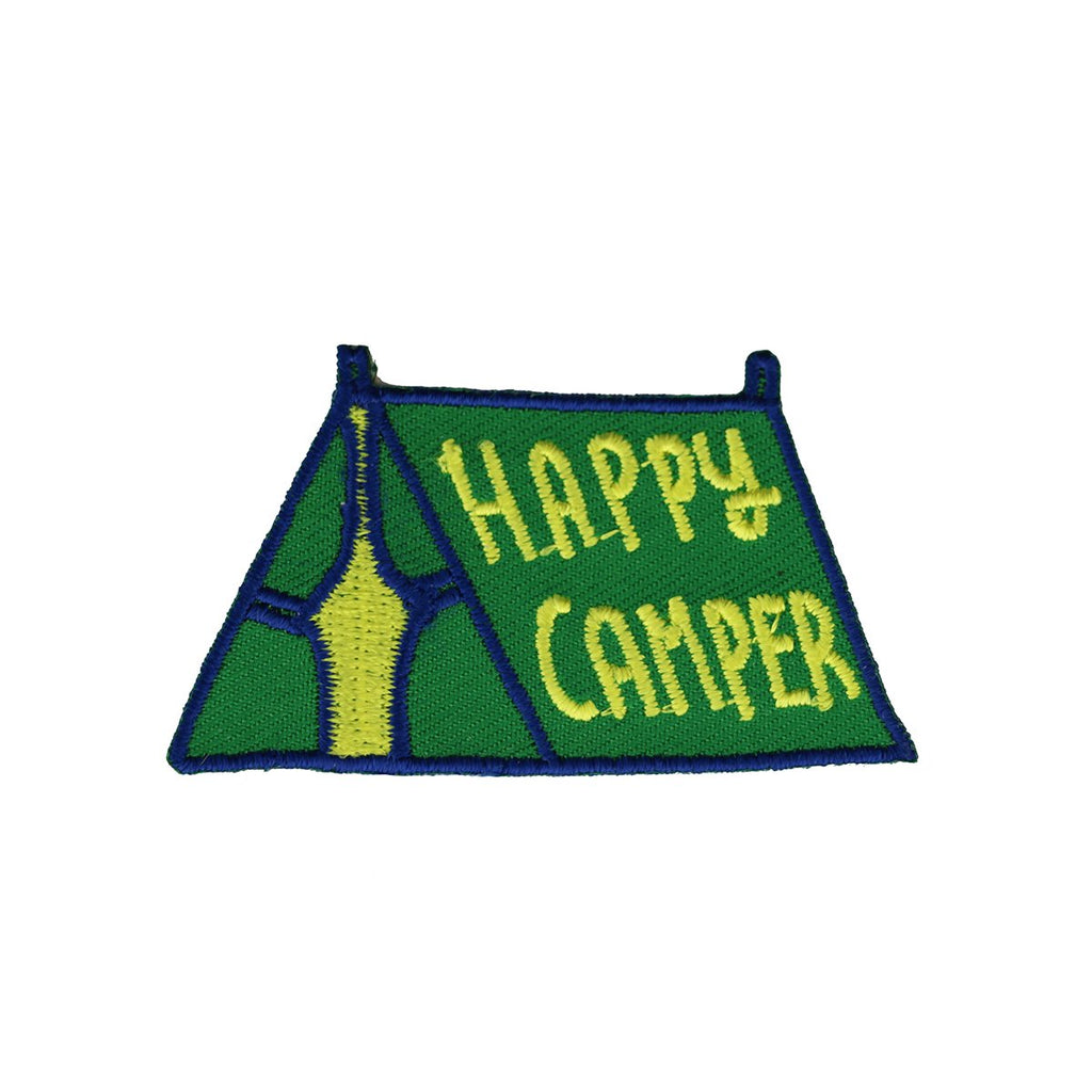 tent patch Badge Bomb Happy Camper Green Embroidered Patch