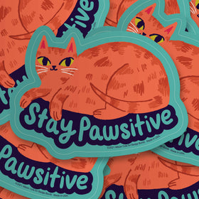Stay Pawsitive Cat Sticker