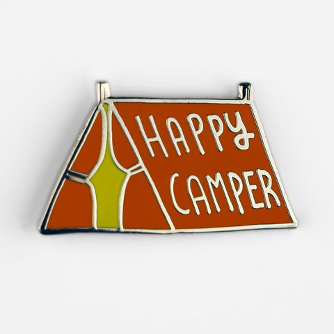 Happy Camper Orange Tent Enamel Pin