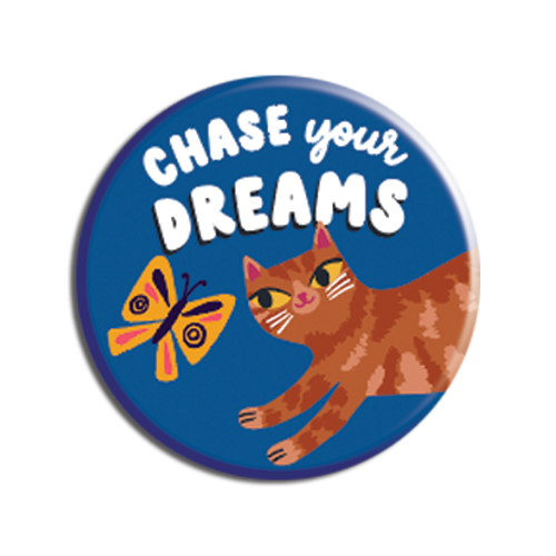 Allison Cole Illustration - Chase Your Dream Orange Cat 1.25" Button
