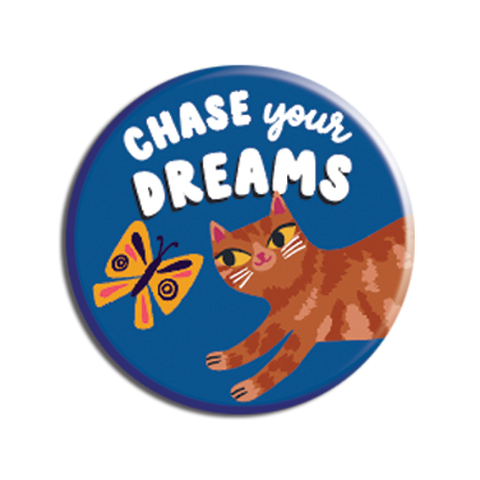 Allison Cole Illustration - Chase Your Dream Orange Cat 1.25" Button