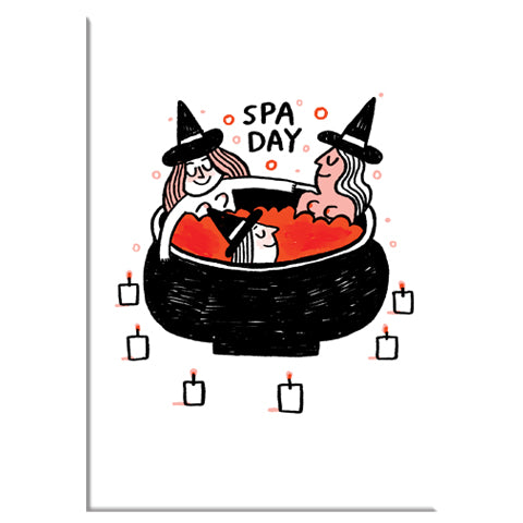 Bomp In Rectangle Spa Day Witches Rectangle Magnet – Badge Bomb Wholesale