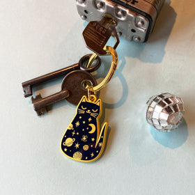 Cosmic Kitty Cat Keychain