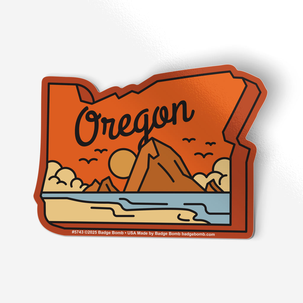 Sticker Bush Oregon Oregon State Haystack Rock Sticker by Badge Bomb. – Badge Bomb Wholesale