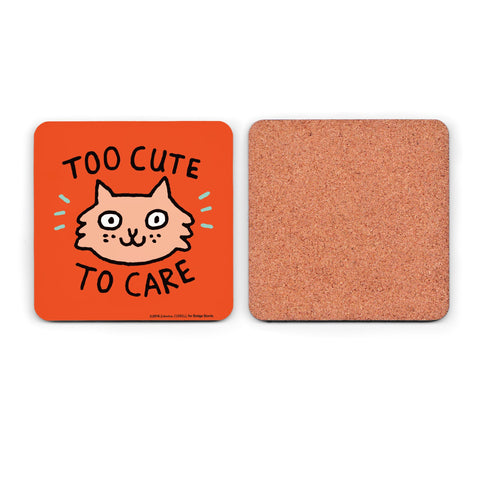 Too Cute To Care Cat Coaster by Gemma Correll