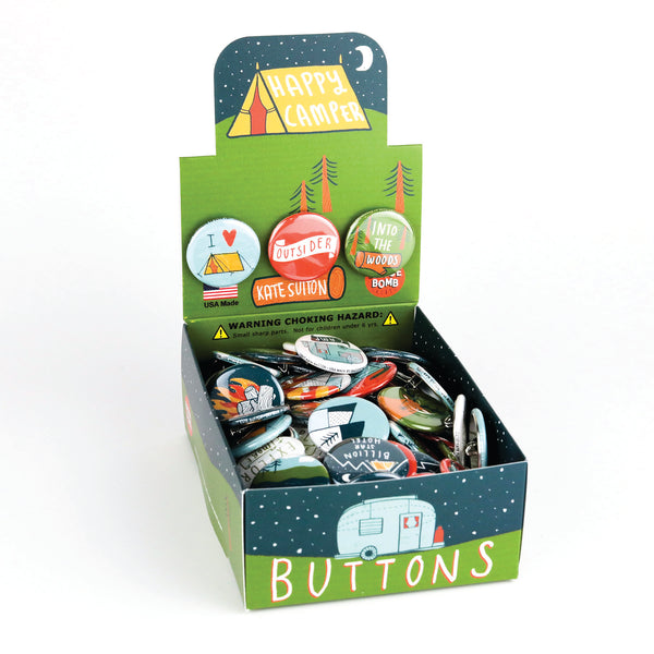 ベッカム　ボーダフォンノベルティ　バッチ Happy Camper Button Box by Badge Bomb – Badge Bomb Wholesale