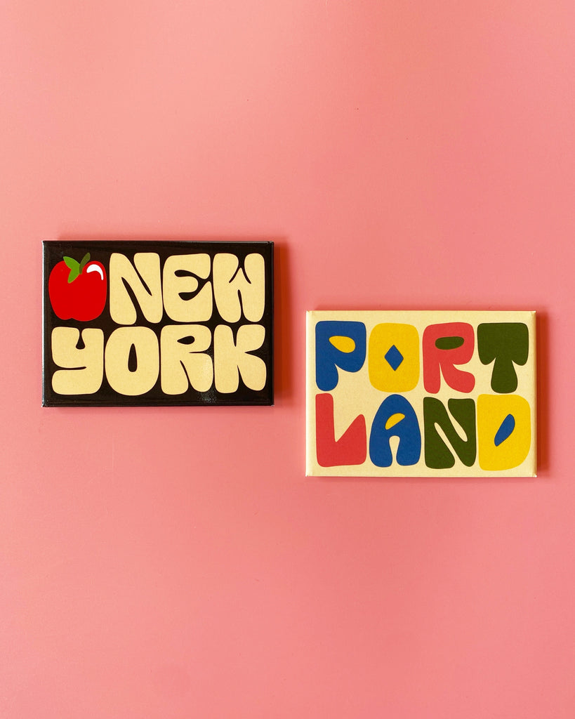Portland. Sign Cartoon Letters Portland Color Block Letters Magnet – Badge Bomb Wholesale