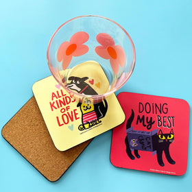 Too Cute To Care Cat Coaster by Gemma Correll