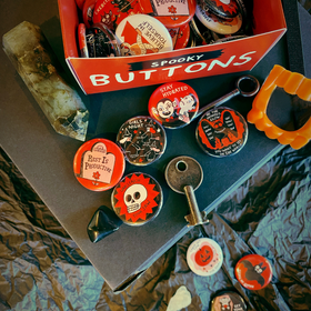 Spooky Self Care 1.25" Button Box by Gemma Correll