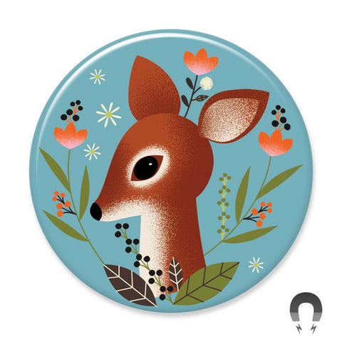 Badge Bomb Deer Fawn Magnet by Daniel Roode