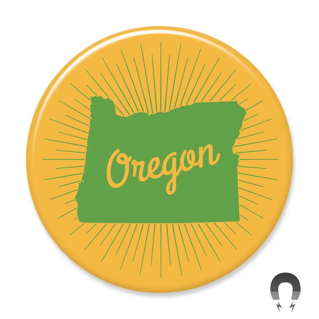 Oregon State- Green and Gold Sunburst Magnet by Badge Bomb