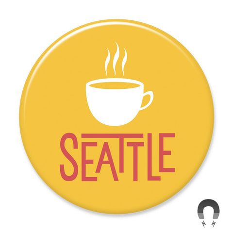 Gold Seattle Coffee Washington Big Magnet