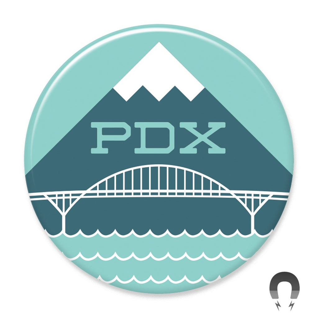 PDX Bridge and Mountain Magnet by Hey Darlin'
