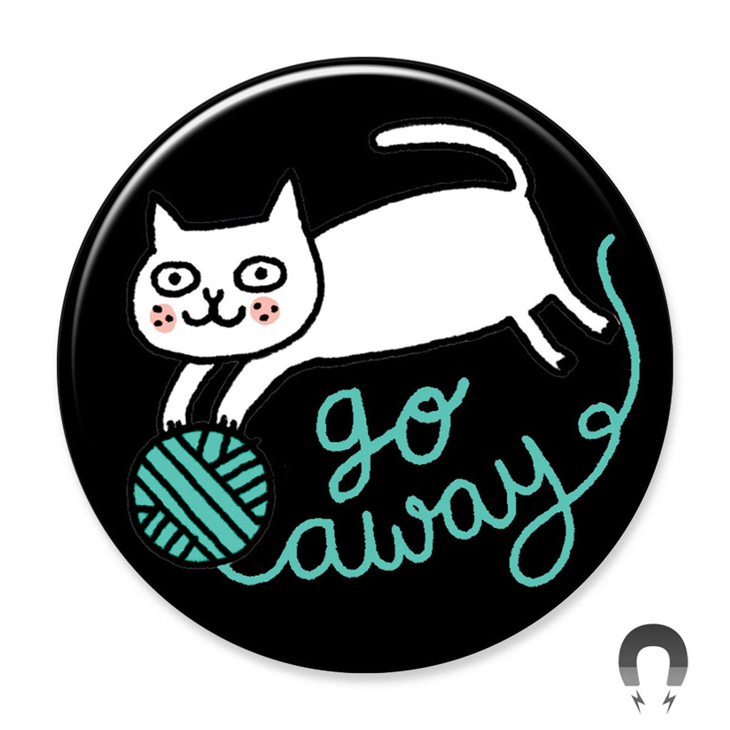 Go Away Yarn Cat Big Magnet by Gemma Correll.