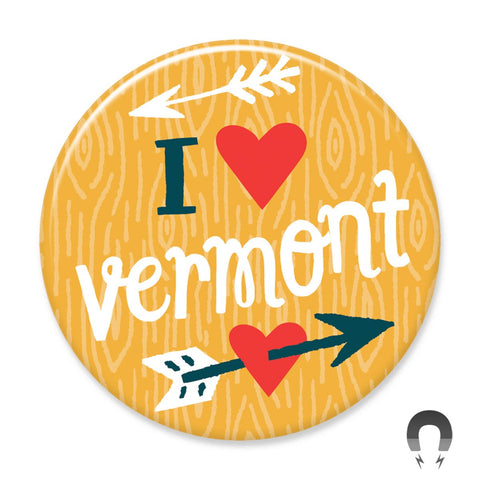 I Heart Vermont Arrow by Allison Cole and Badge Bomb