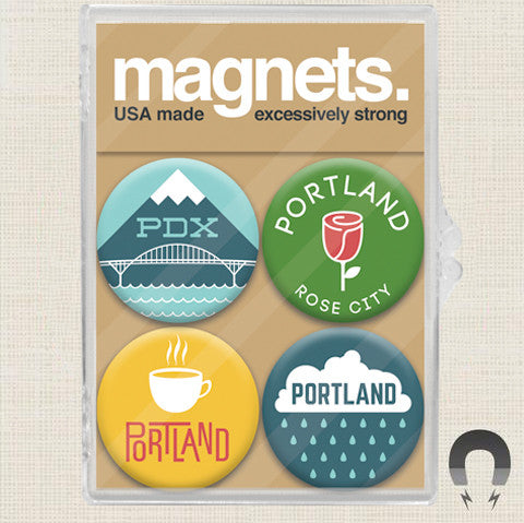 Made In Oregon Portland Rose City Magnet Pack by Badge Bomb