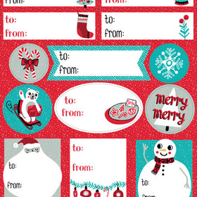 Red Holiday Gift Label Stickers