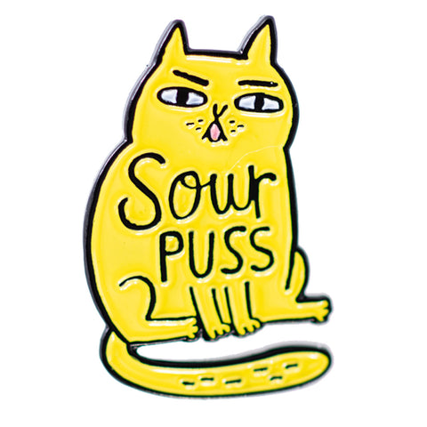 Sourpuss Cat Enamel Pin
