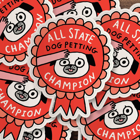 All State Dog Petting Champion Sticker