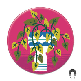 Leafy Plant Hot Pink Big Magnet
