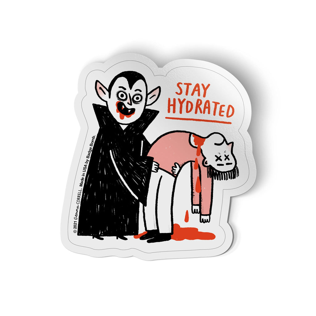Hydrated Vampire Sticker by Gemma Correll