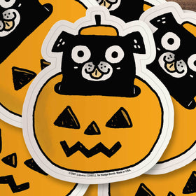 Pug Pumpkin Costume Sticker by Gemma Correll