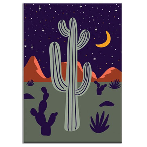 Saguaro Cactus Moon Rectangle Magnet