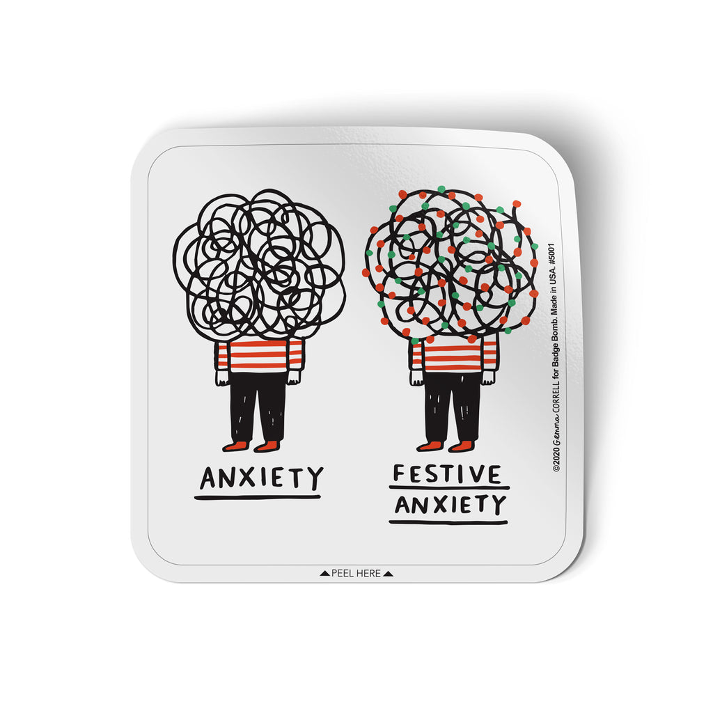 Festive Anxiety Sticker by Gemma Correll