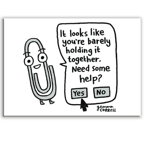 Clippy Rectangle Magnet by Gemma Correll
