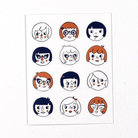 Girls Heads Greeting Card by Tuesday Bassen