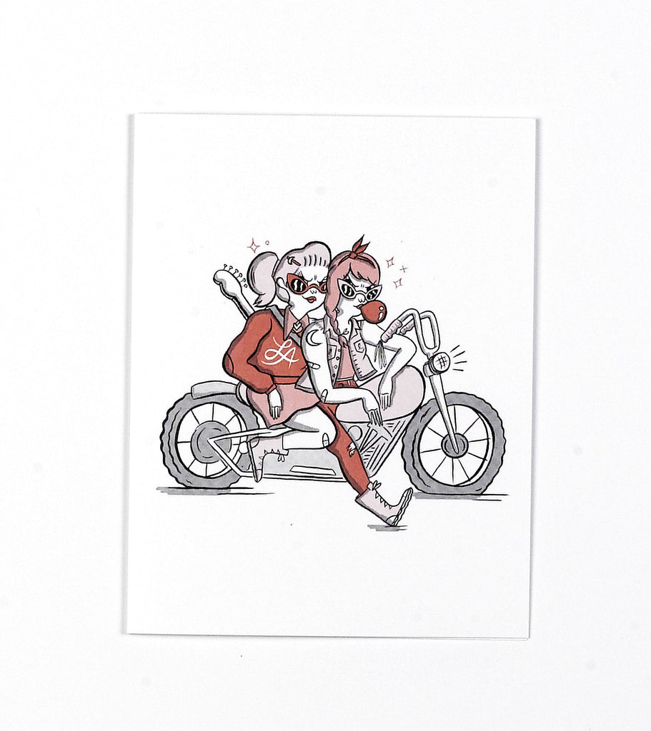Motorcycle Gals Greeting Card by Tuesday Bassen