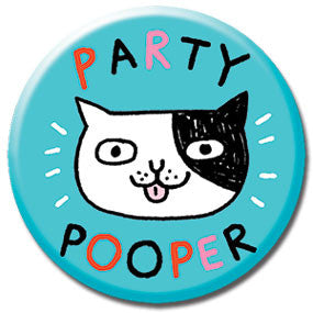 Party Pooper Cat 1" Button by Gemma Correll