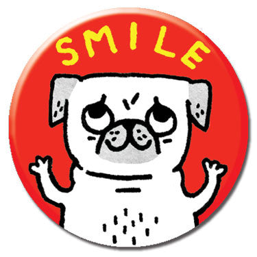 Smile Pug 1.25" Button by Gemma Correll