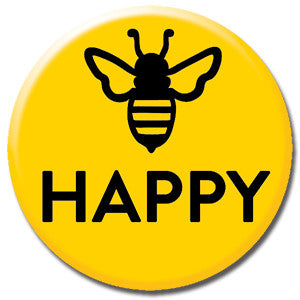 Bee Happy Yellow 1" Button by Seltzer Goods